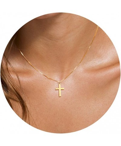 Cross Necklace for Women, Dainty Gold Silver Cross Necklaces for Women Simple Layered Small Cross Choker Necklace Thin Chain ...