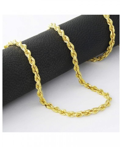 10k Yellow Gold 4mm Rope Chain Diamond Cut Pendant Necklace, Mens Womens Lobster Clasp 16" 18" 20" 22" 24" 26" 28" 30 22 $148...