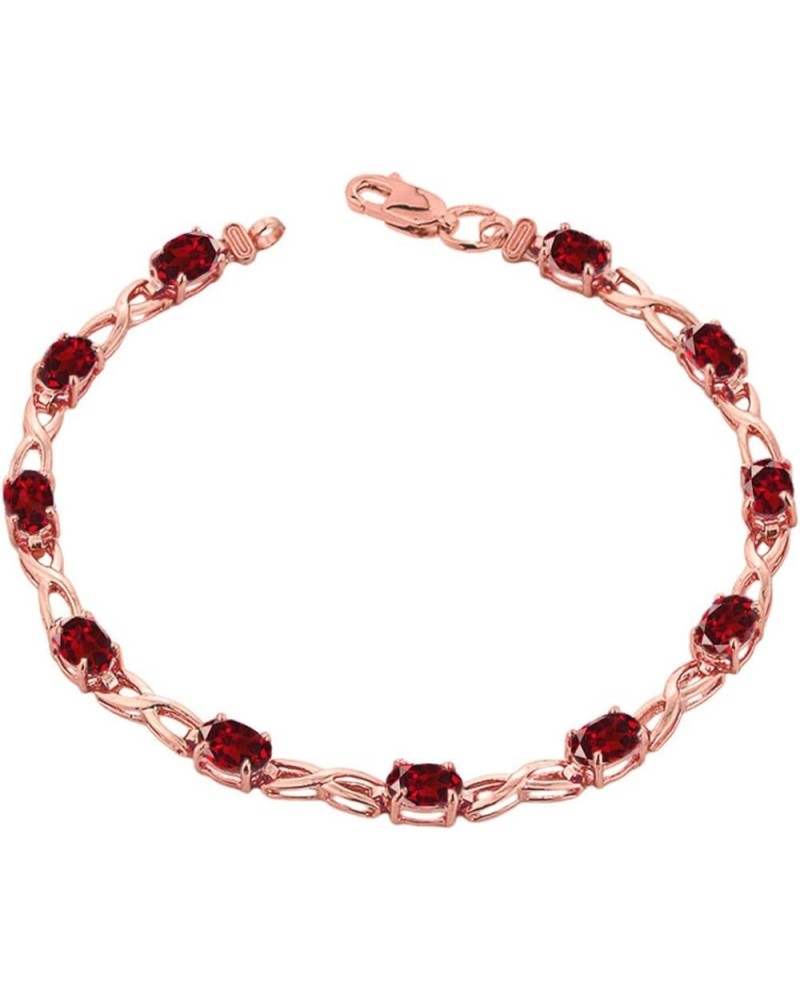 Elegant 14k Rose Gold Personalized Genuine Birthstone Infinity Bracelet 7.5 Inches Garnet $168.09 Bracelets