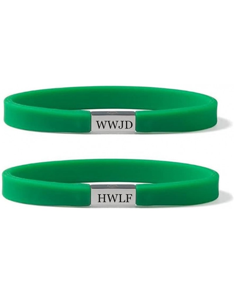 WWJD HWLF Bracelet for Teens Adults,Stainless Steel Rubber What Would Jesus Do Bracelets He Would Love First Wristband Fundra...