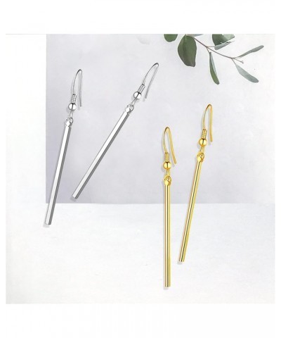 4 Pairs Unique Punk Handmade Chic Minimalist Vertical Long Bar Dangle Earrings Gold Silver Plated Drop Round Bar Line Geometr...