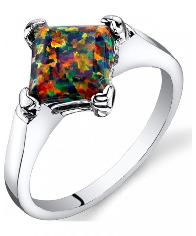 Created Black Fire Opal Classic Solitaire Ring for Women 925 Sterling Silver, 1 Carat Princess Cut 7mm, Sizes 5 to 9 $21.16 R...