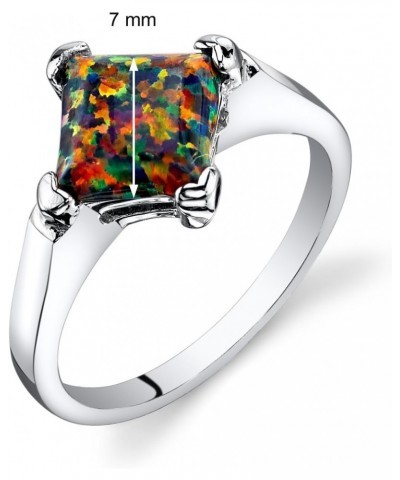 Created Black Fire Opal Classic Solitaire Ring for Women 925 Sterling Silver, 1 Carat Princess Cut 7mm, Sizes 5 to 9 $21.16 R...