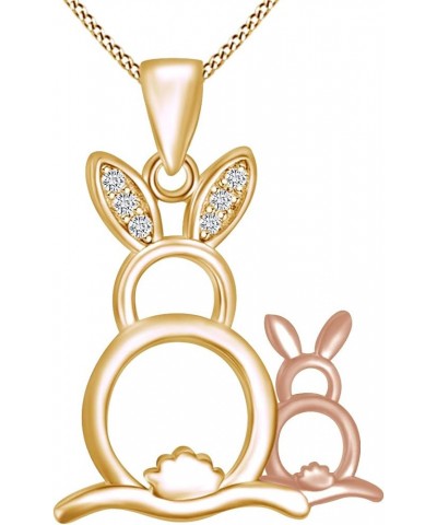 925 Sterling Silver White Cubic Zirconia Mother & Child Animal Pendant Necklace Rabbit yellow-gold-plated-silver $32.12 Neckl...