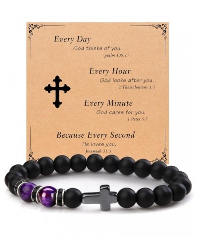 Christian Gifts for Men Women, Cross Bracelet Catholic Religious Gifts StyleB - Purple $10.25 Bracelets