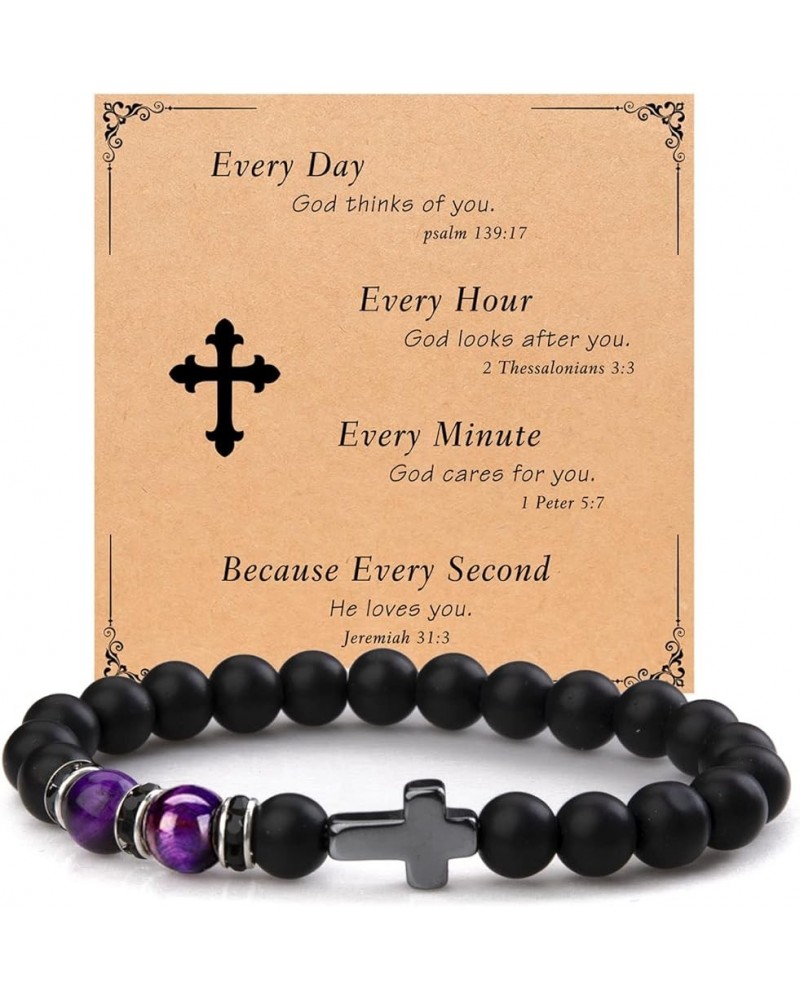 Christian Gifts for Men Women, Cross Bracelet Catholic Religious Gifts StyleB - Purple $10.25 Bracelets