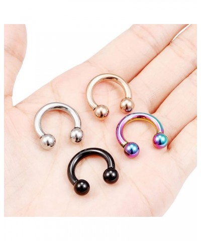 PA Ring Internally Threaded Circular Horseshoe Barbells Large Septum Ring Ear Gauges Earrings 2G 4G 6G 8G 12mm/16mm 316L Surg...