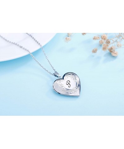 Locket Necklace that Holds Pictures Initial Alphabet A-Z Letter Pendant Necklace Platinum Plated Gifts for Women P $10.25 Nec...