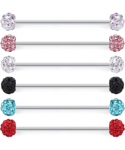 3-9PCS 16G 14G Industrial Barbell Cartilage Earring Body Piercing Jewelry For Women Men 1 1/2"(38mm) 6PCS - Gems Ball $7.83 B...