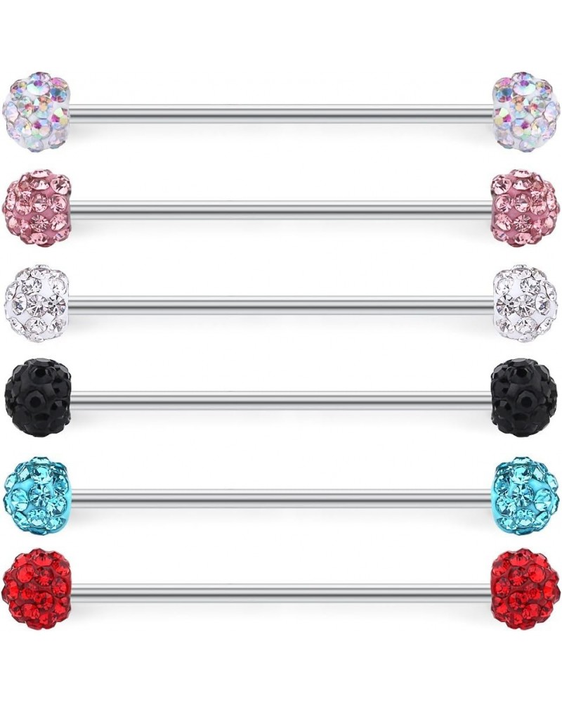 3-9PCS 16G 14G Industrial Barbell Cartilage Earring Body Piercing Jewelry For Women Men 1 1/2"(38mm) 6PCS - Gems Ball $7.83 B...