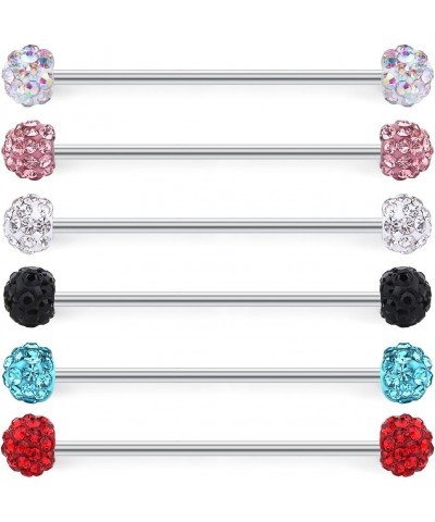 3-9PCS 16G 14G Industrial Barbell Cartilage Earring Body Piercing Jewelry For Women Men 1 1/2"(38mm) 6PCS - Gems Ball $7.83 B...