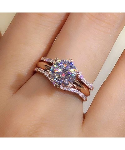 Brilliant Round Cut Solitaire Lab Created Diamond CZ Ring for Women,Pave Halo Bridal Engagement Wedding Ring Band Set 18k Ros...