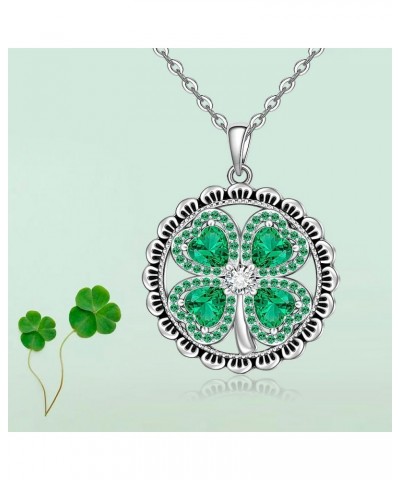 Shamrock Necklace ST Patricks Day 4 Four Leaf Clover Necklace Irish Green ST Patricks Day Shamrock Necklaces for Women Sterli...