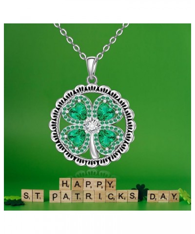 Shamrock Necklace ST Patricks Day 4 Four Leaf Clover Necklace Irish Green ST Patricks Day Shamrock Necklaces for Women Sterli...