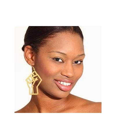 Gold Plated Stainless Steel Fist Hand Button Dangle Earring Love Africa Map Exaggerated Earring silver $7.64 Earrings