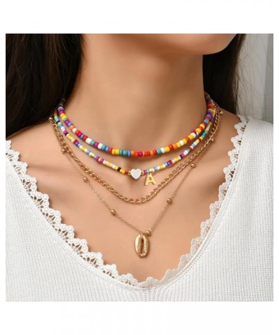 Initial Beaded Necklaces for Women Colorful Bead Letter Chocker Necklace Boho Summer Beach Necklaces for Girls 18K Gold Plate...