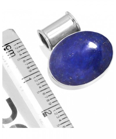 925 Sterling Silver Statement Pendant for Women 12x16 Oval Gemstone Handmade Jewelry for Gift (99558_P) Lapis $17.84 Pendants