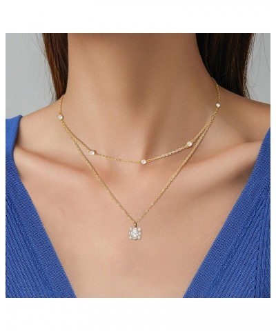 Diamond Necklaces for Women-Dainty 18K Gold Silver Plated Choker CZ Layered Pendant with Pearl Diamond Zircon Cross Trendy Mi...