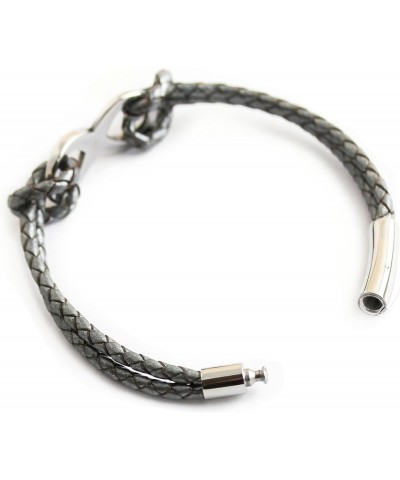 Stylish INFINITY Braided Leather Bangle Bracelets Men Women Stainless Steel Click Lock Clasp Grey18Cm ClickLock $8.66 Bracelets