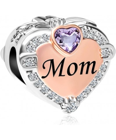 Rose Gold Mom Heart Love Charm Bead for Bracelets June $9.53 Bracelets