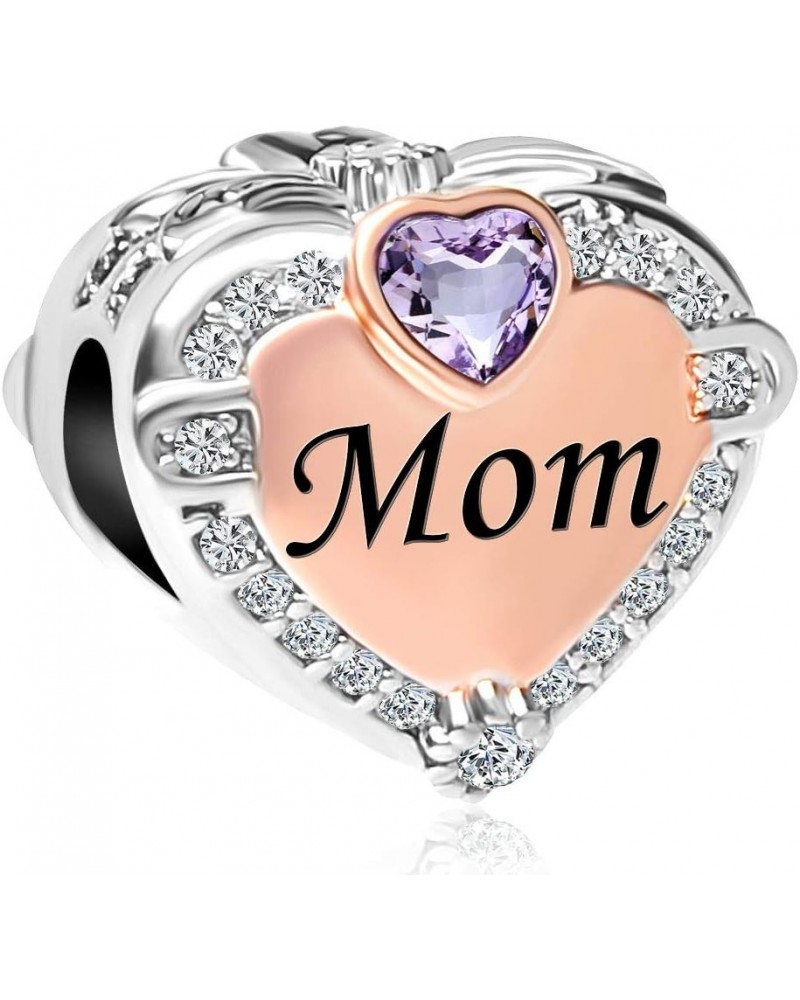 Rose Gold Mom Heart Love Charm Bead for Bracelets June $9.53 Bracelets