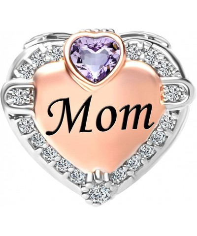 Rose Gold Mom Heart Love Charm Bead for Bracelets June $9.53 Bracelets