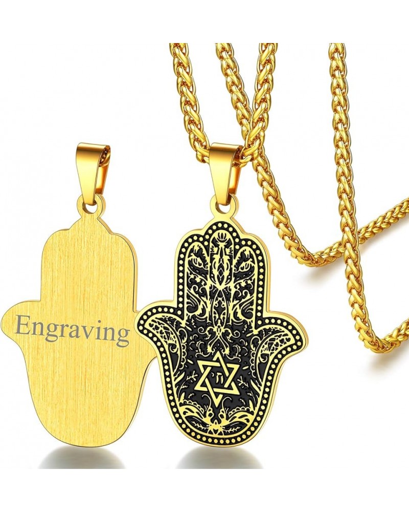 Stainless Steel Egyptian Eye Fatima Hamsa Hand Pendant Necklace Star of David Success and Protection Lucky Jewelry Hamsa Hand...