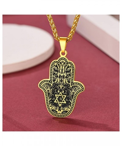 Stainless Steel Egyptian Eye Fatima Hamsa Hand Pendant Necklace Star of David Success and Protection Lucky Jewelry Hamsa Hand...