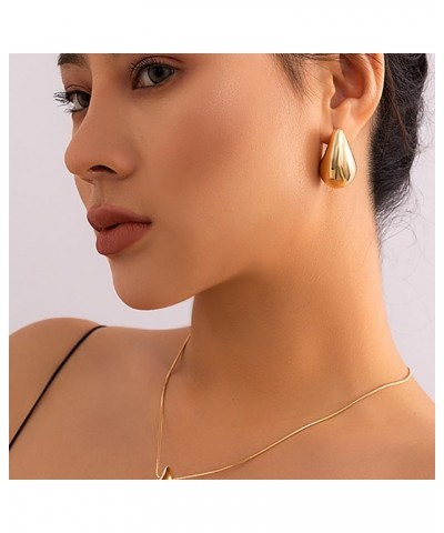 Chunky Gold Hoop Earrings for Women, Small Hypoallergenic Thick Hoops Earrings 18k Gold Plated Lightweight Trendy CZ Hoops Fa...