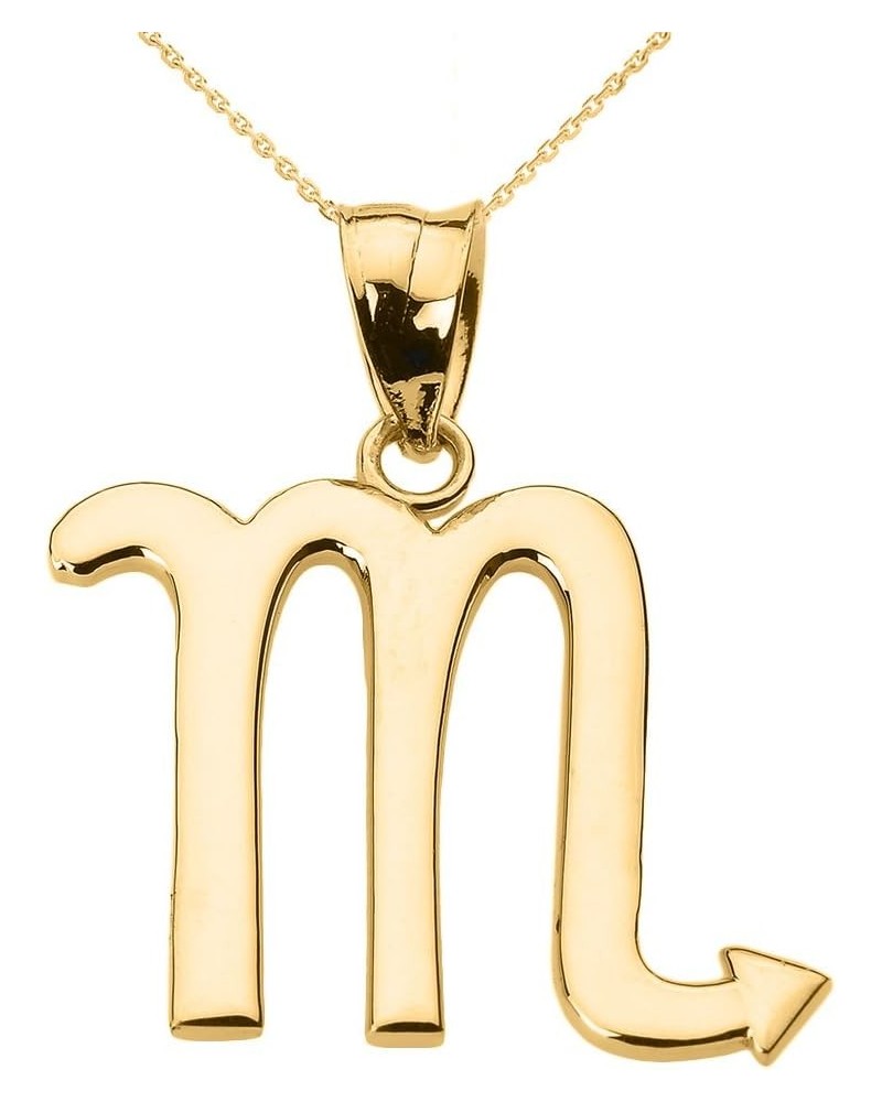 10K Yellow Gold Zodiac Astrological Sign Charm Personalized Pendant Necklace - Choice of Symbol & Chain Length 16" Scorpio: O...