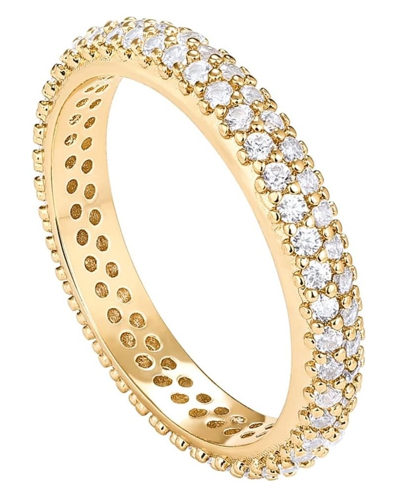 14K Gold Plated Cubic Zirconia Double Row Eternity Band for Women 6 Yellow Gold $10.79 Rings