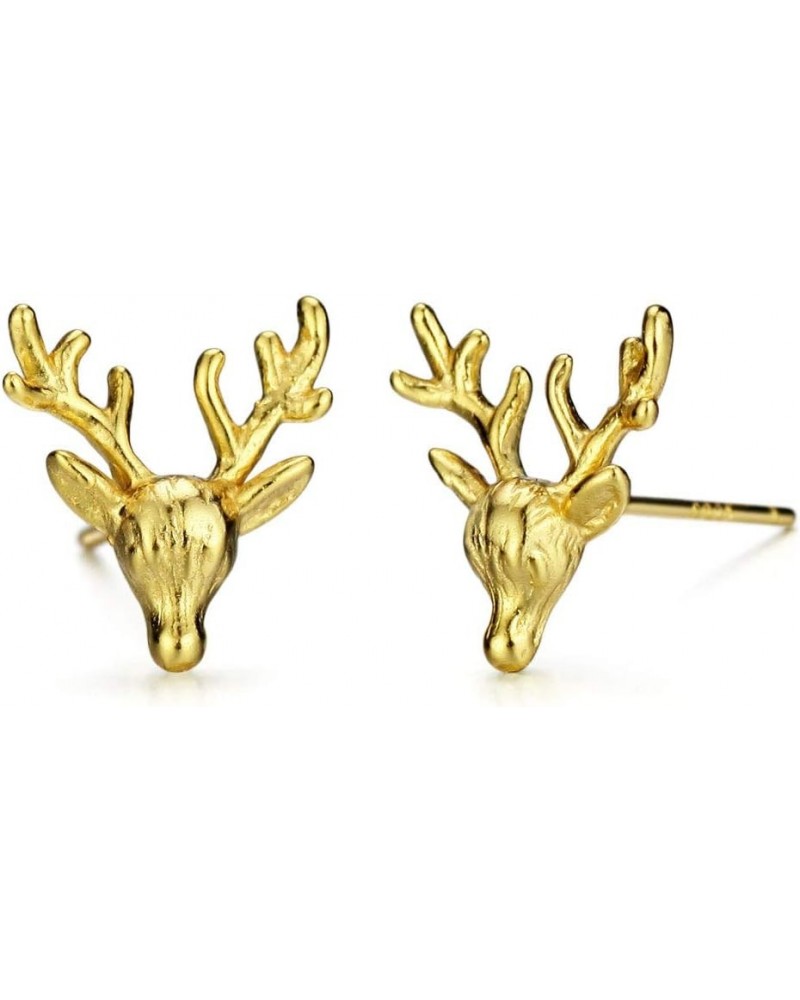 18K Gold Plated Sterling Silver Deer Stud Earrings Christmas Jewelry for Women Gold $7.69 Earrings