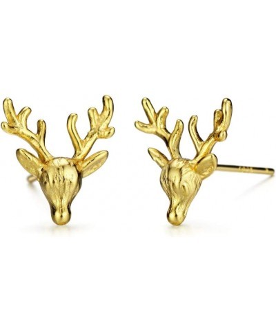 18K Gold Plated Sterling Silver Deer Stud Earrings Christmas Jewelry for Women Gold $7.69 Earrings