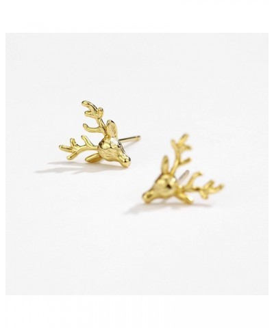 18K Gold Plated Sterling Silver Deer Stud Earrings Christmas Jewelry for Women Gold $7.69 Earrings