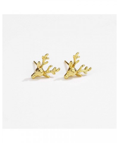 18K Gold Plated Sterling Silver Deer Stud Earrings Christmas Jewelry for Women Gold $7.69 Earrings