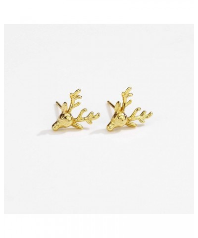 18K Gold Plated Sterling Silver Deer Stud Earrings Christmas Jewelry for Women Gold $7.69 Earrings