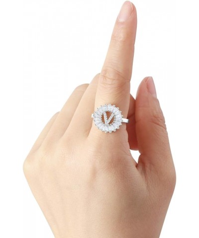 Initial Letter Knuckle Ring Charm A-Z Alphabet Adjustable Open Rings for Women Girls V silver color $7.41 Rings