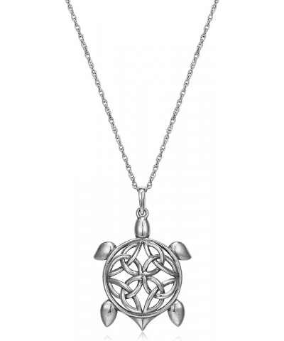 Oxidized 925 Sterling Silver Celtic Knot Cross, Shamrock Clover, Tinity Heart, Turtle, Angel and Mom Pendant Necklace, 18 Tur...