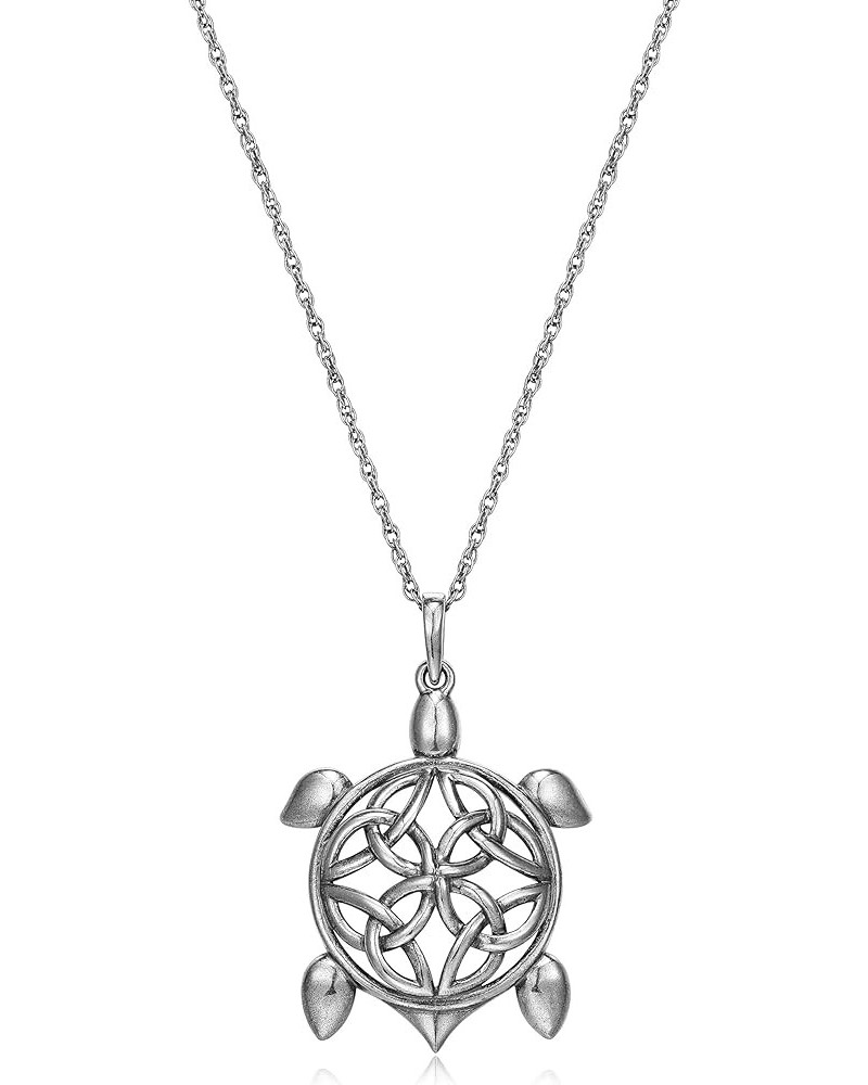 Oxidized 925 Sterling Silver Celtic Knot Cross, Shamrock Clover, Tinity Heart, Turtle, Angel and Mom Pendant Necklace, 18 Tur...