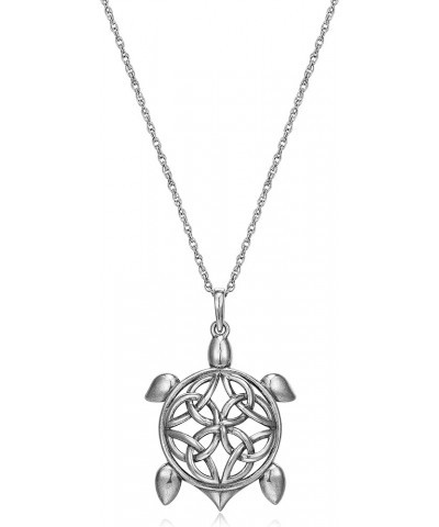 Oxidized 925 Sterling Silver Celtic Knot Cross, Shamrock Clover, Tinity Heart, Turtle, Angel and Mom Pendant Necklace, 18 Tur...