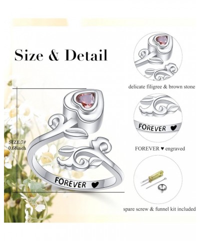 Sterling Silver S925 Thumb Band Ring Jewelry Gifts for Women Trendy Fashion Brown Heart $7.79 Rings