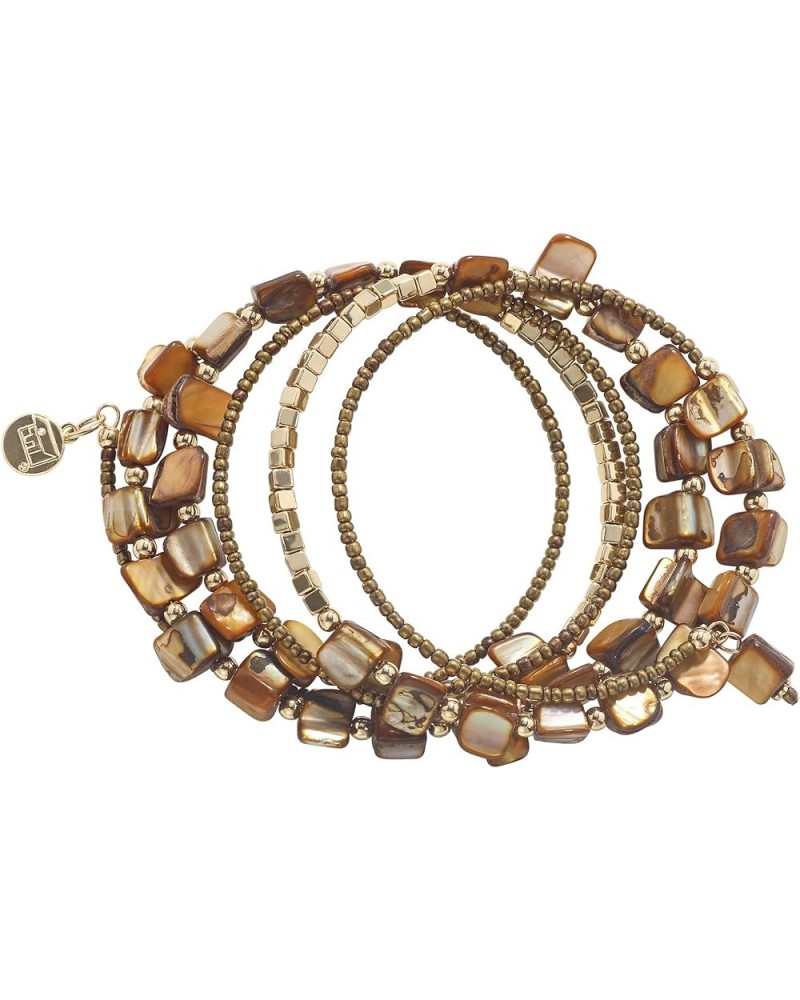 Bohemian Layered Shell Beaded Necklace Set Seed Bead Irregular Costume Jewelry for Women Bronze-SL $11.36 Jewelry Sets