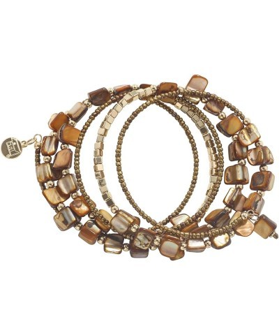 Bohemian Layered Shell Beaded Necklace Set Seed Bead Irregular Costume Jewelry for Women Bronze-SL $11.36 Jewelry Sets