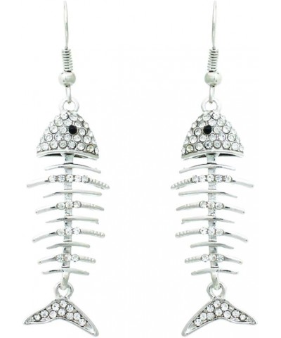 Women's SoFISHticated Pave Crystal Fish Bone Dangle Earrings, 2 Silver Tone $13.49 Earrings