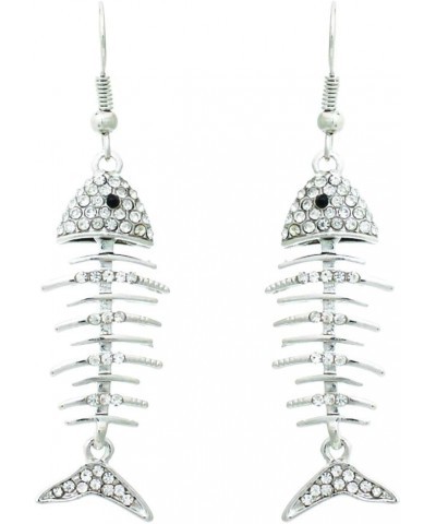 Women's SoFISHticated Pave Crystal Fish Bone Dangle Earrings, 2 Silver Tone $13.49 Earrings