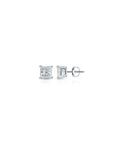 Princess cut Diamond Stud (IGI Certified (0.70ct & up) ScrewBack 14K from (0.04ct - 2.00ct, Clarity-I2) White Gold 0.4 carats...