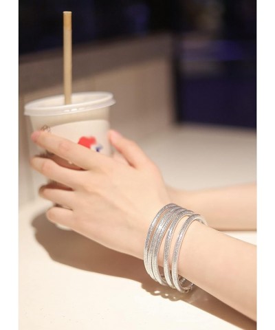 Glitter Jelly Bangles Bracelets Set for Women Glitter Filled Jelly Silicone Bracelets for Girls Champaign+Silver $8.50 Bracelets