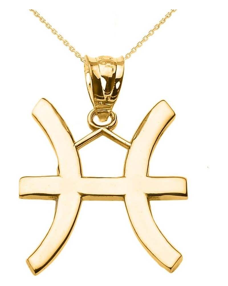 14K Yellow Gold Zodiac Astrological Sign Charm Personalized Pendant Necklace - Choice of Symbol & Chain Length 18" Pisces: Fe...