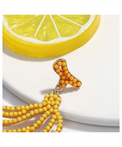 Beaded Drop Earrings for Women Boho Seed Bead Dangle Earrings Handmade Tropical Fruit Flamingo Beaded Earrings Studs F Yellow...