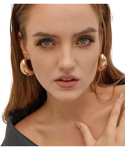 Chunky Gold Hoop Earrings for Women, 14K Gold Plated Hoop Earrings Lightweight Stainless Steel Hollow Open Hoops Hypoallergen...